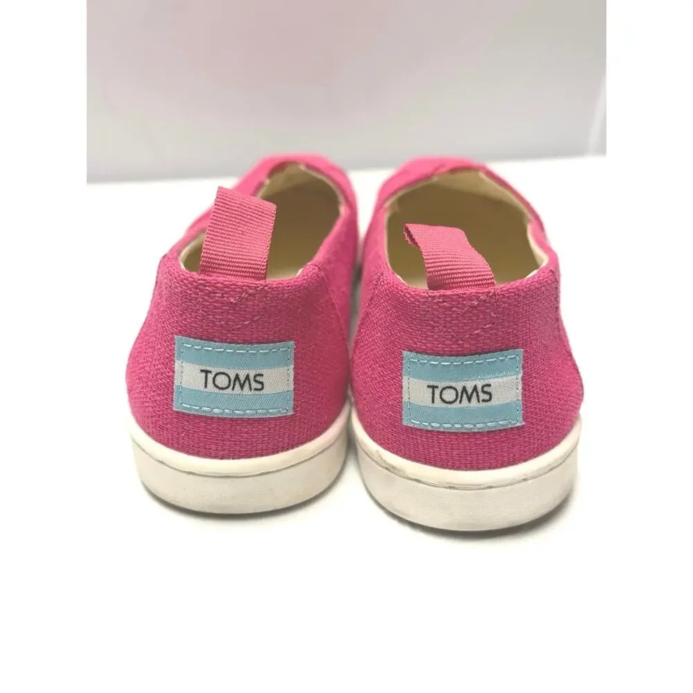 TOMS Pink Slip On Shoes Youth 3.5 Canvas Classic Flats